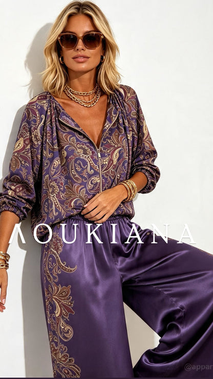 Printed set in violet colour