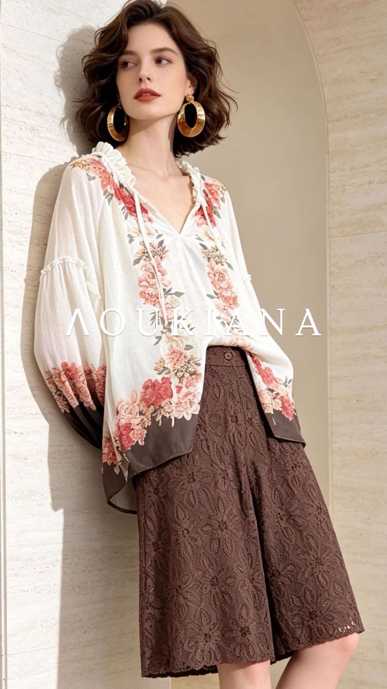 Blouse with Romantic Flower Print