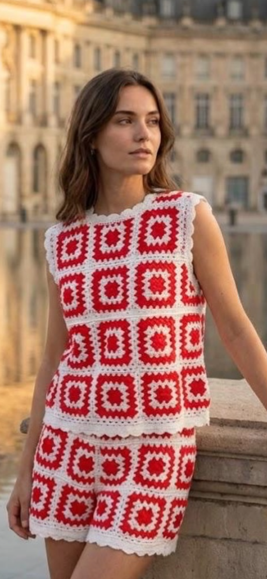 Crochet Set in Red & White