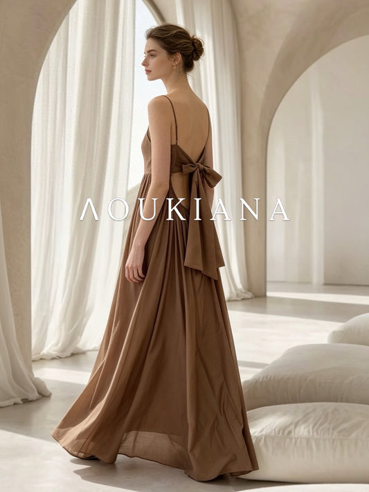 Brown Dress with Bow Back