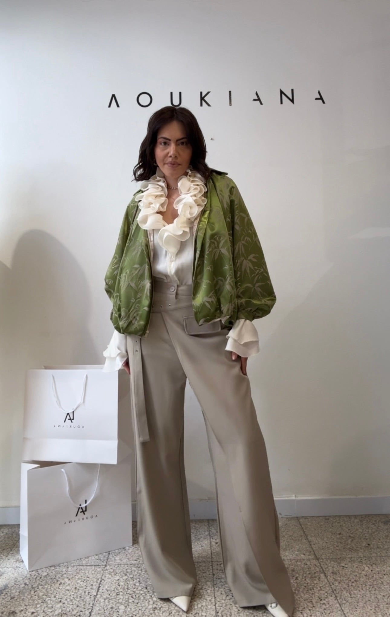 Bomber Jacket in Green Print