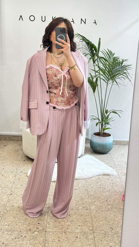 Striped Suit Set in Pink