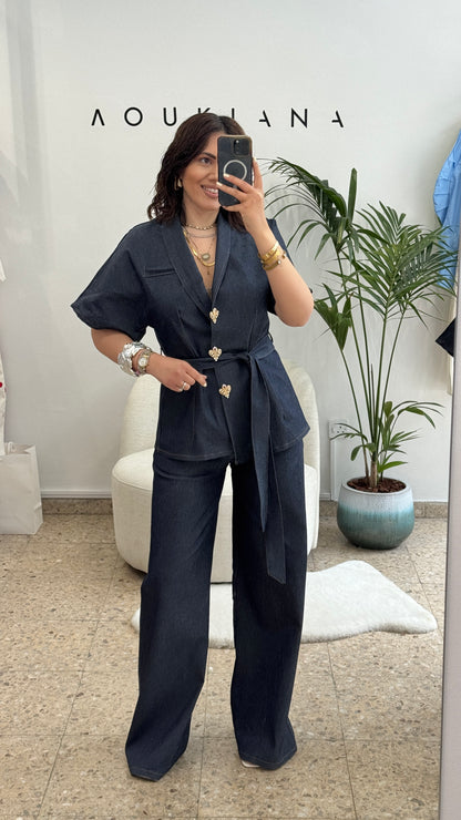 Denim Set with Gold Buttons