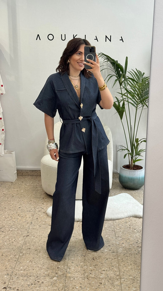 Denim Set with Gold Buttons