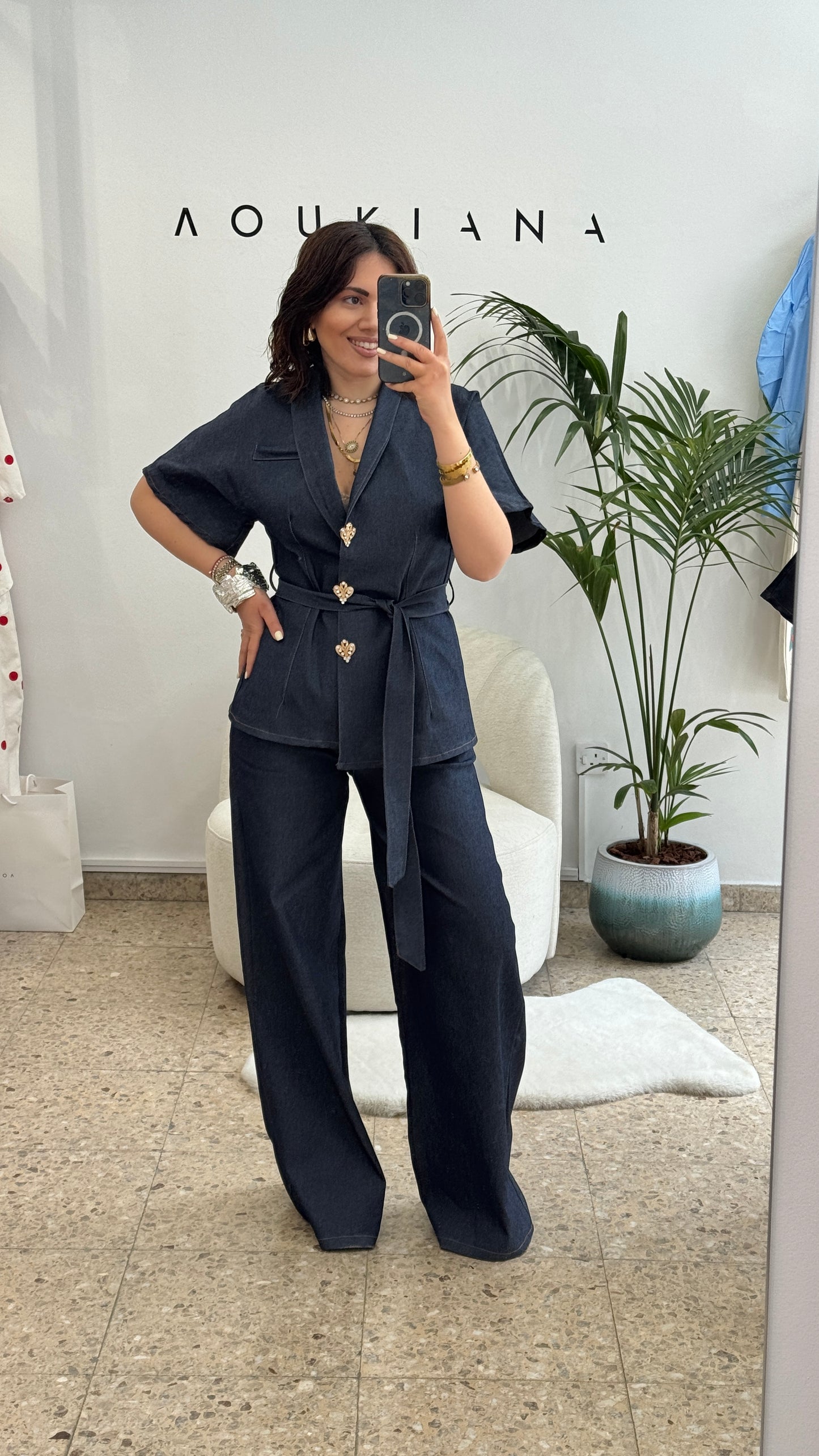 Denim Set with Gold Buttons