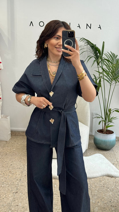 Denim Set with Gold Buttons