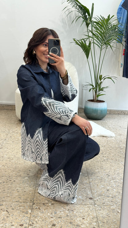 Denim Set with Lace Trim Details