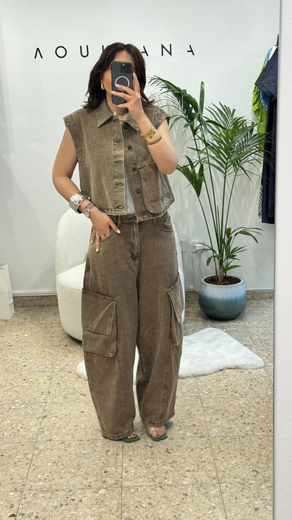 Denim Set in Washed Taupe