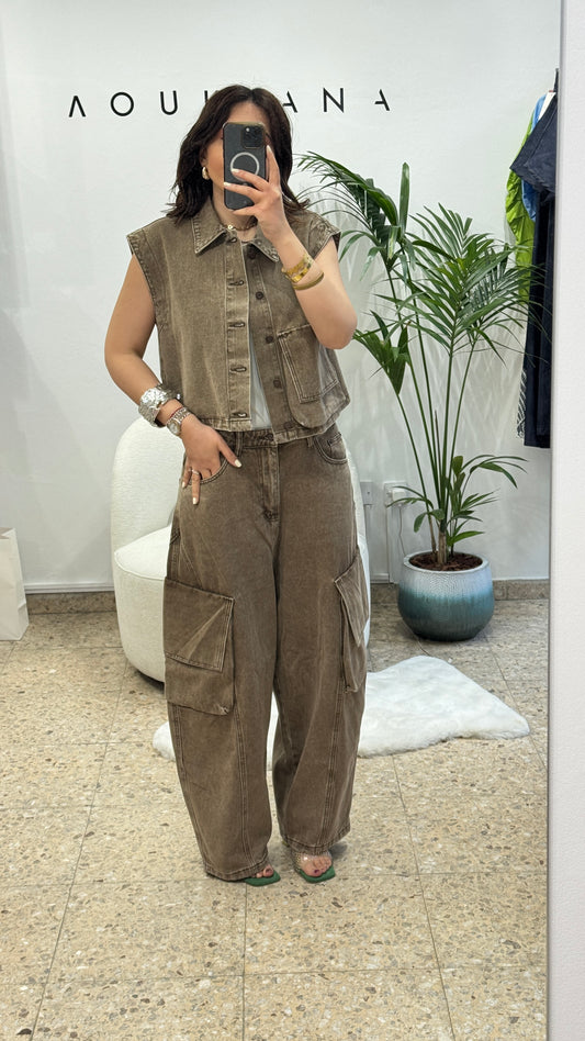 Denim Set in Washed Taupe