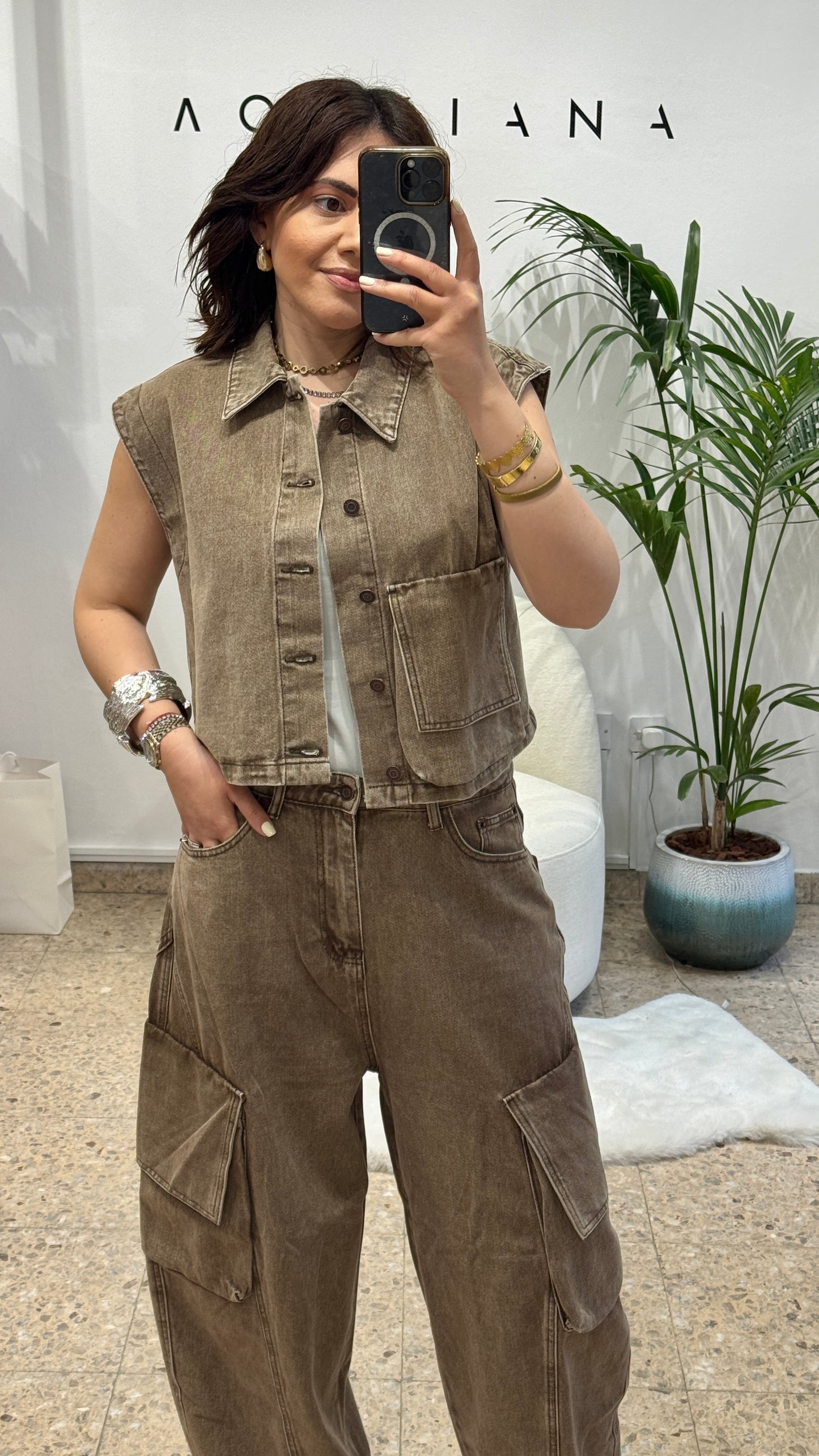 Denim Set in Washed Taupe