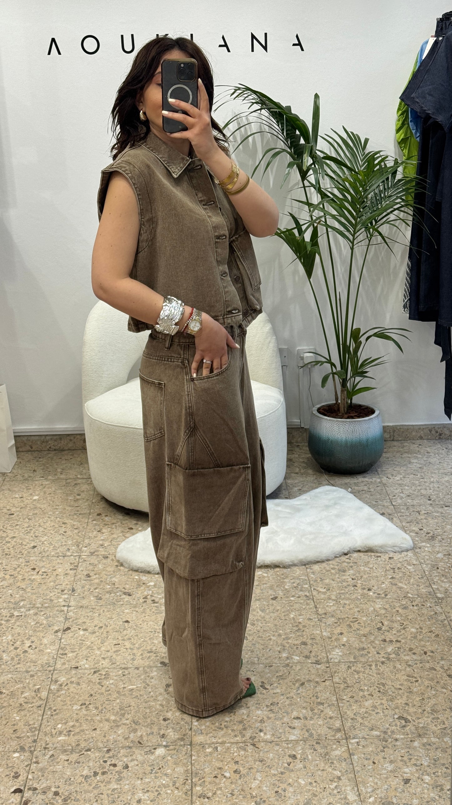 Denim Set in Washed Taupe