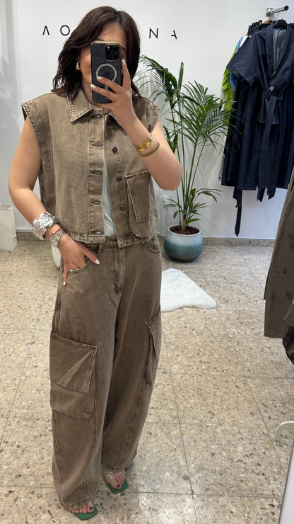 Denim Set in Washed Taupe