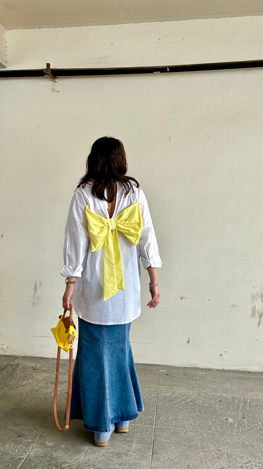 White Shirt with Yellow Bow