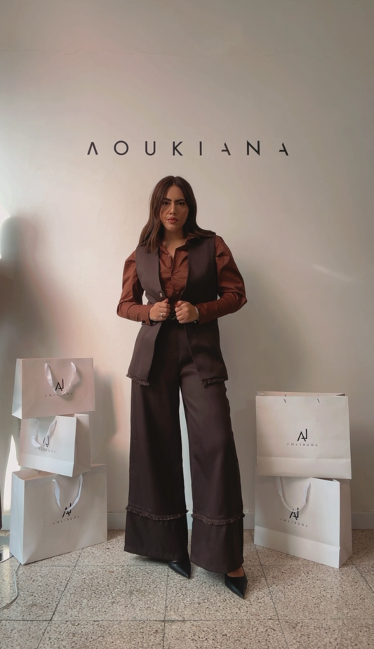 Suit Vest Set in Dark Brown