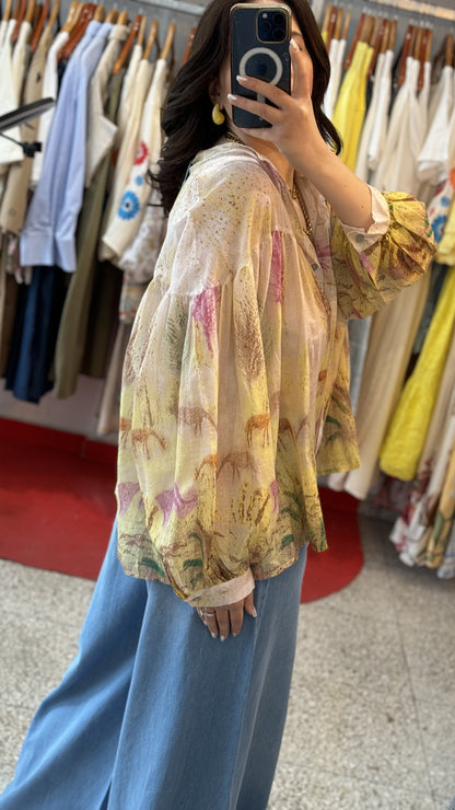Relaxed Shirt in Yellow Print