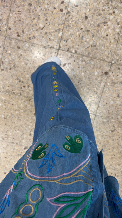 Embroidered Denim Set