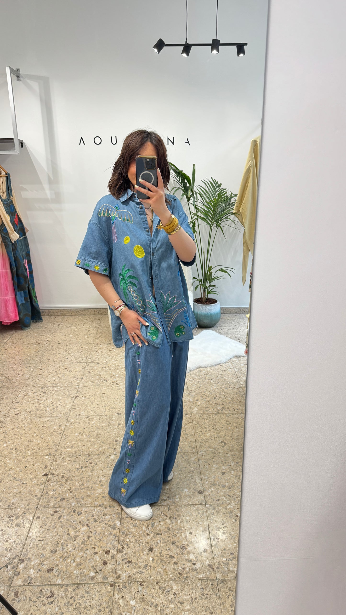 Embroidered Denim Set