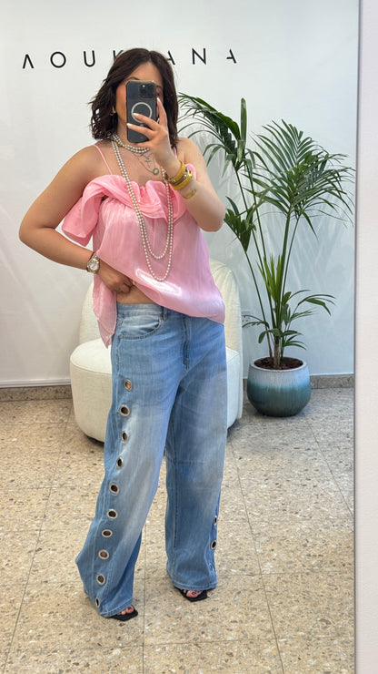 Blue Jeans with Grommet Details