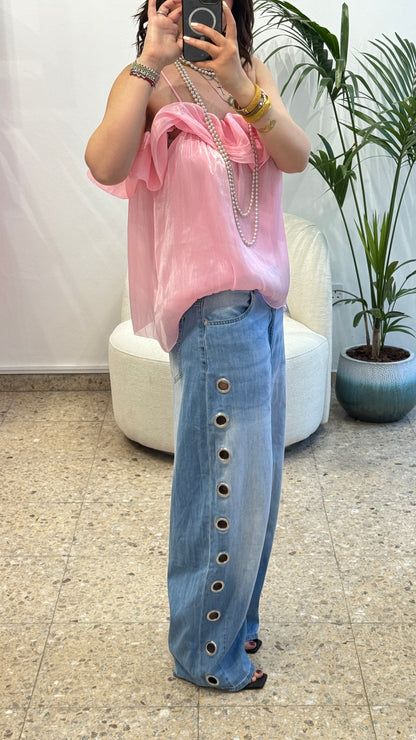 Blue Jeans with Grommet Details