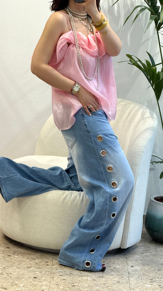 Blue Jeans with Grommet Details