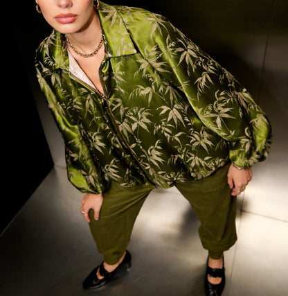 Bomber Jacket in Green Print
