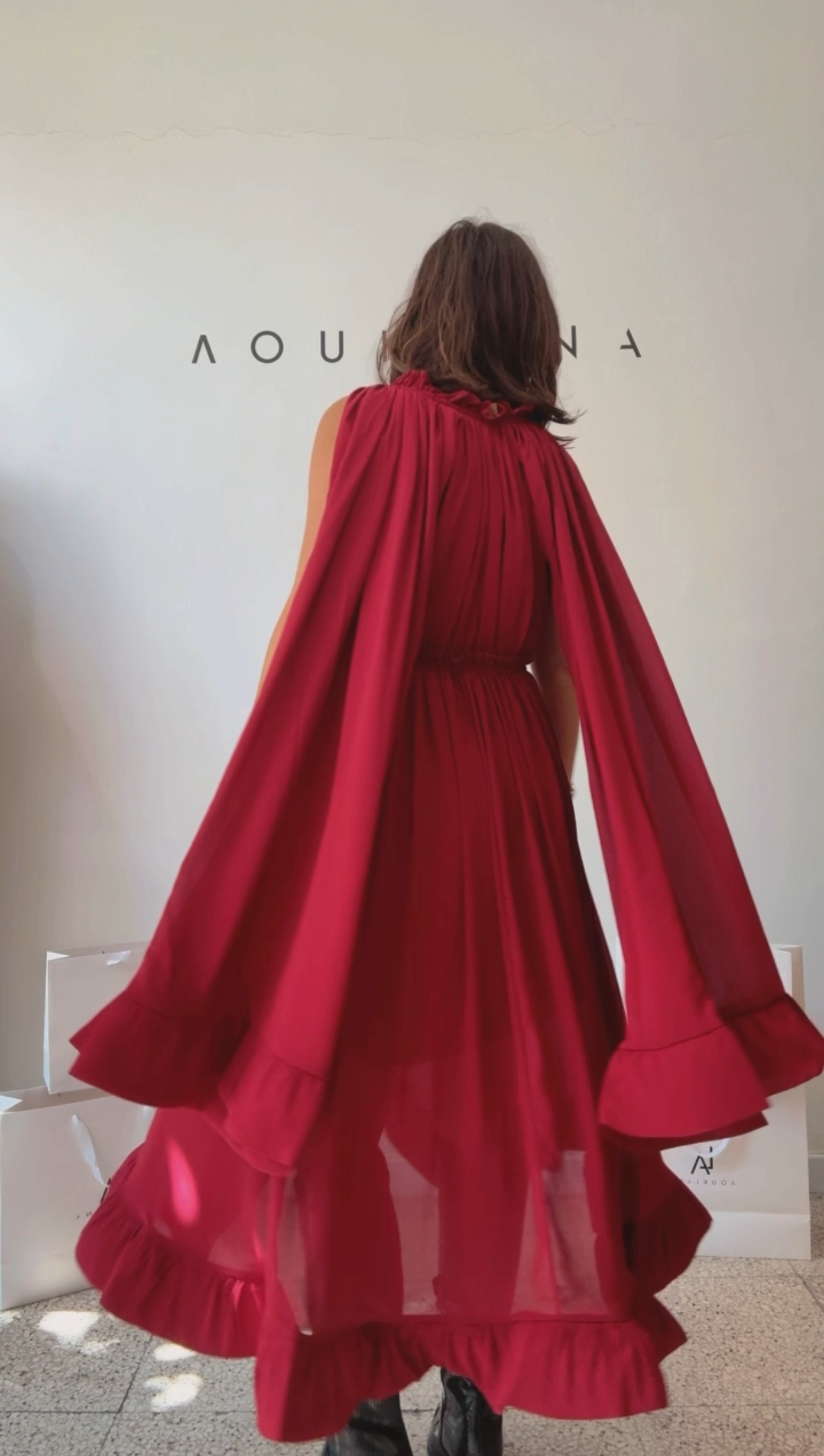 Midi Dress in Berry Red
