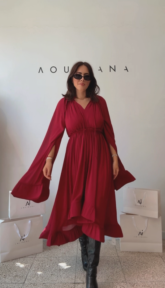 Midi Dress in Berry Red
