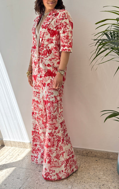 Floral Suit Set in Red & White