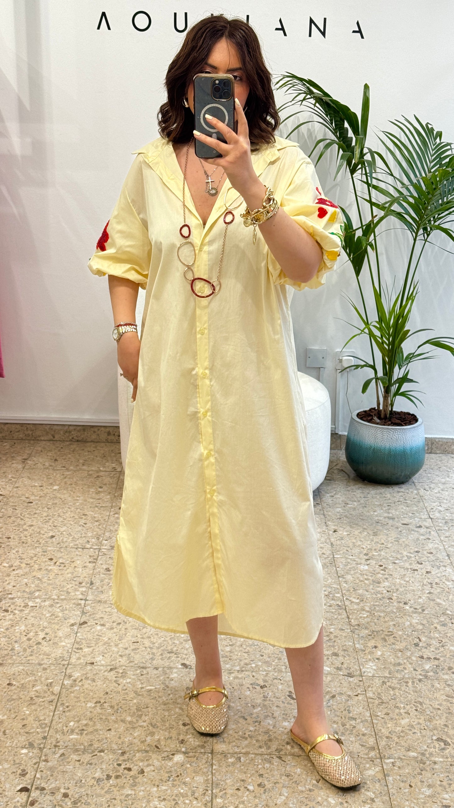Shirt Dress in Yellow