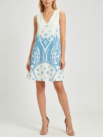 Summer Dress in Blue & White