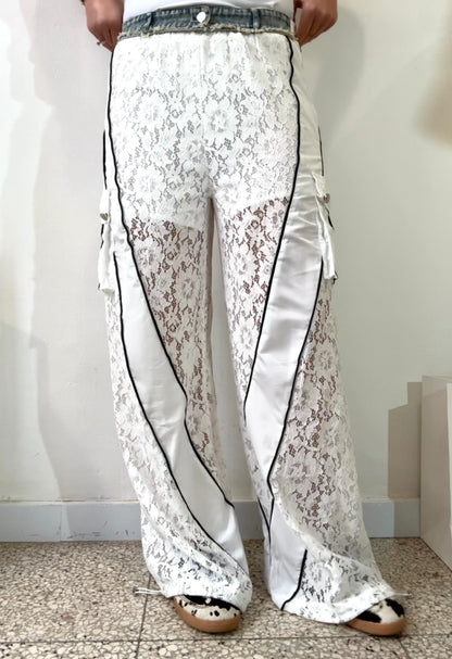 Lace Trousers in White
