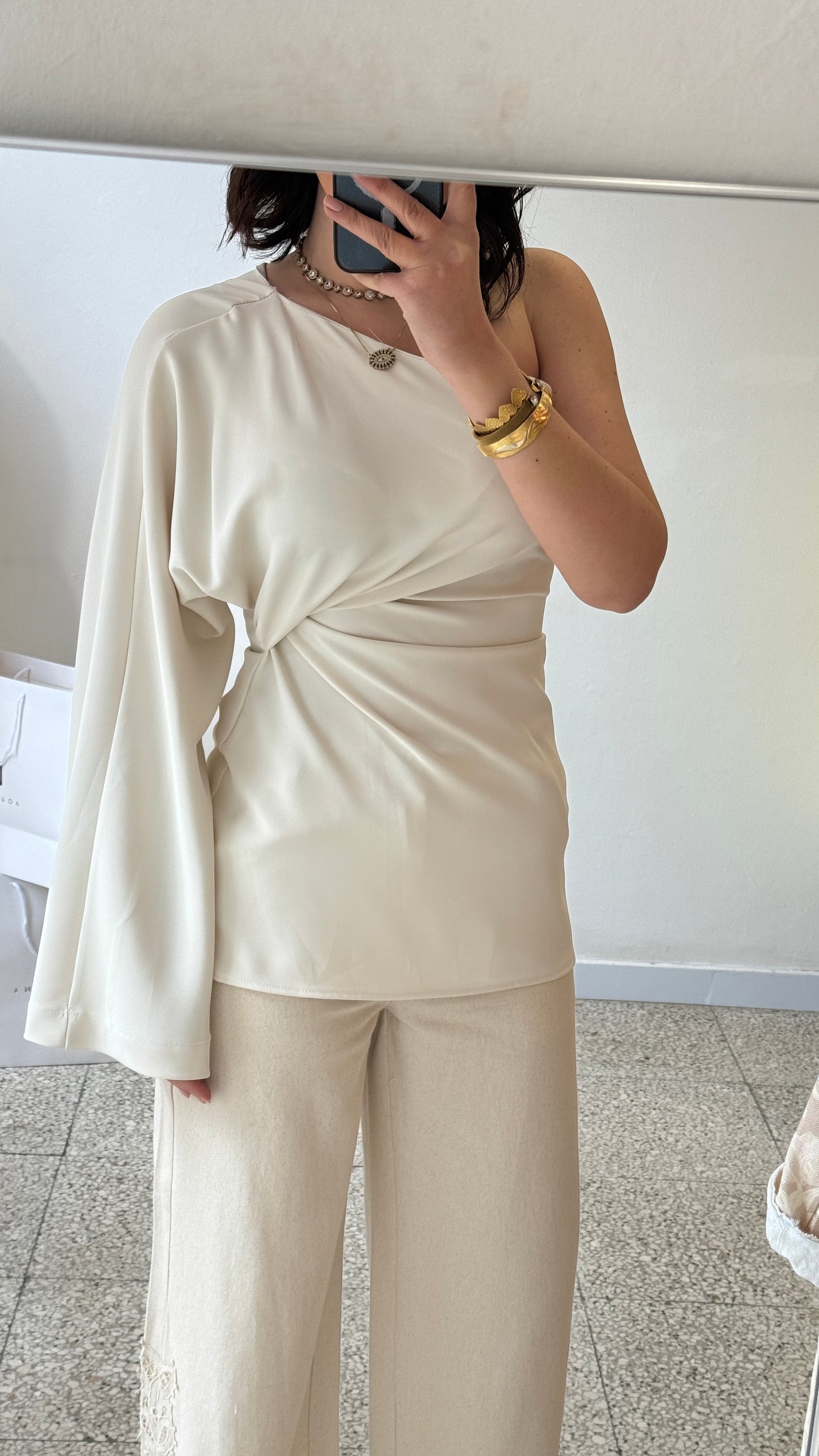 One-Shoulder Top in White