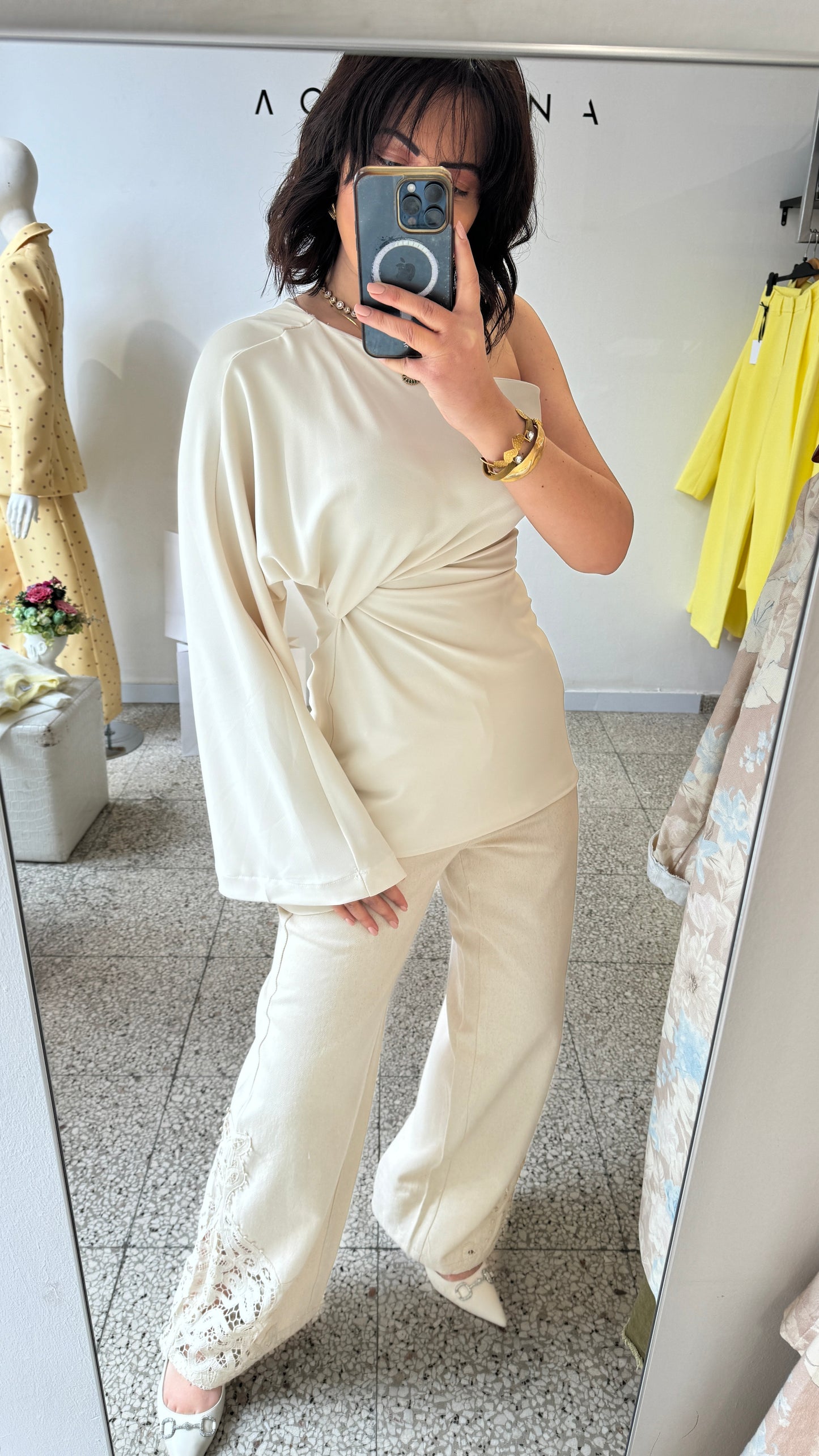 One-Shoulder Top in White