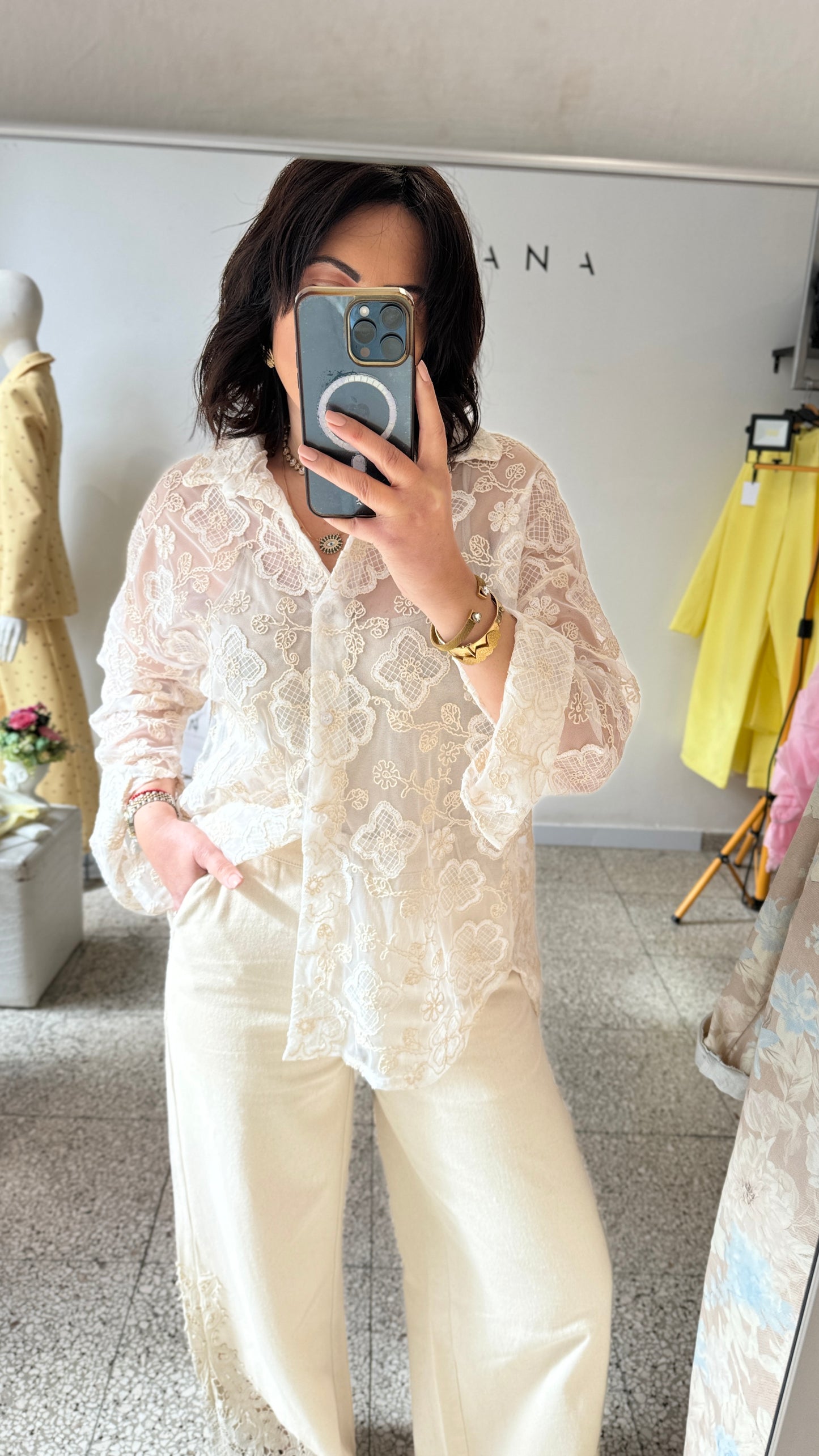 Lace Shirt in Cream