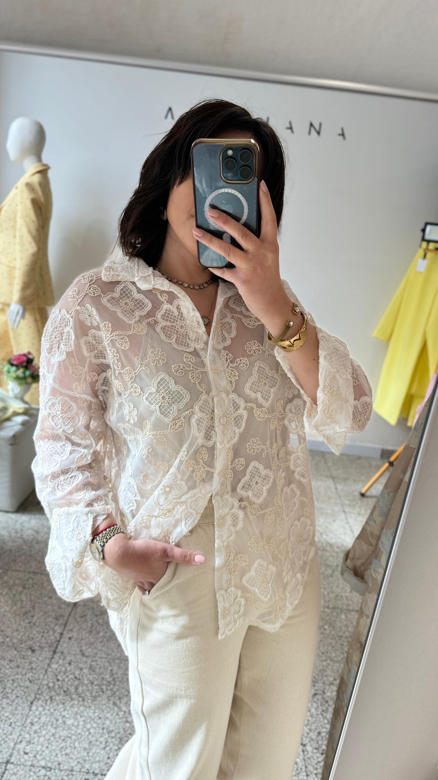 Lace Shirt in Cream