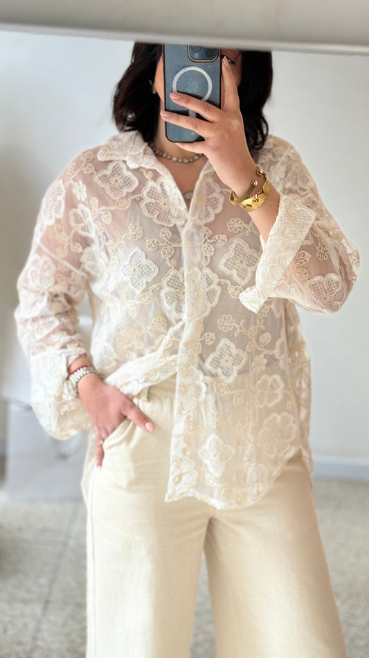 Lace Shirt in Cream