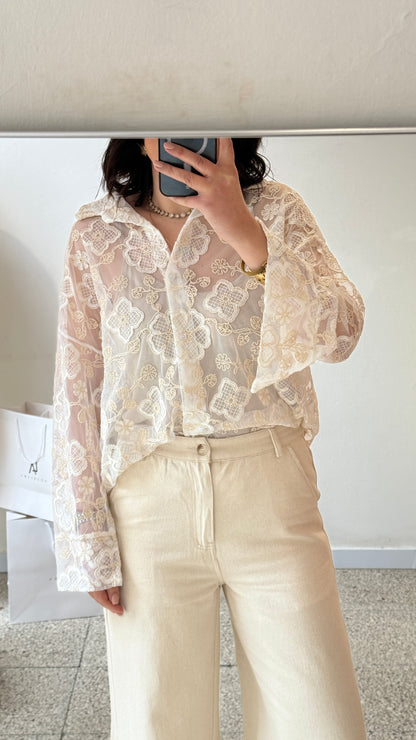 Lace Shirt in Cream