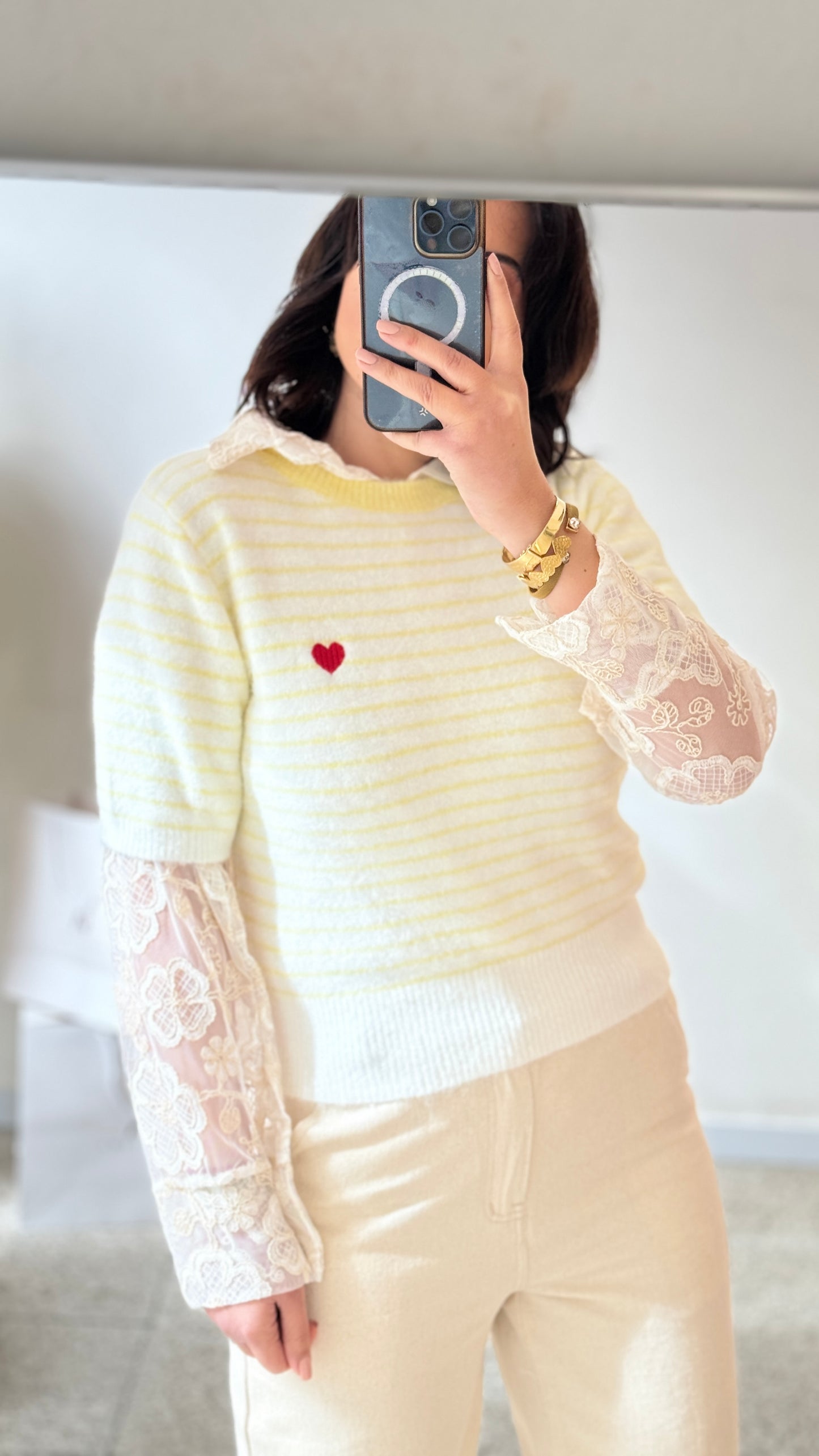 Knitted Top in Yellow Stripe