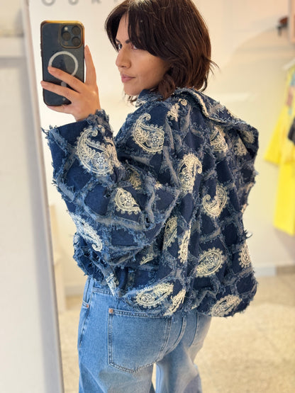 Denim Bomber Jacket in Blue