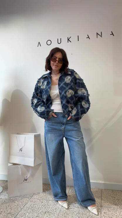 Denim Bomber Jacket in Blue