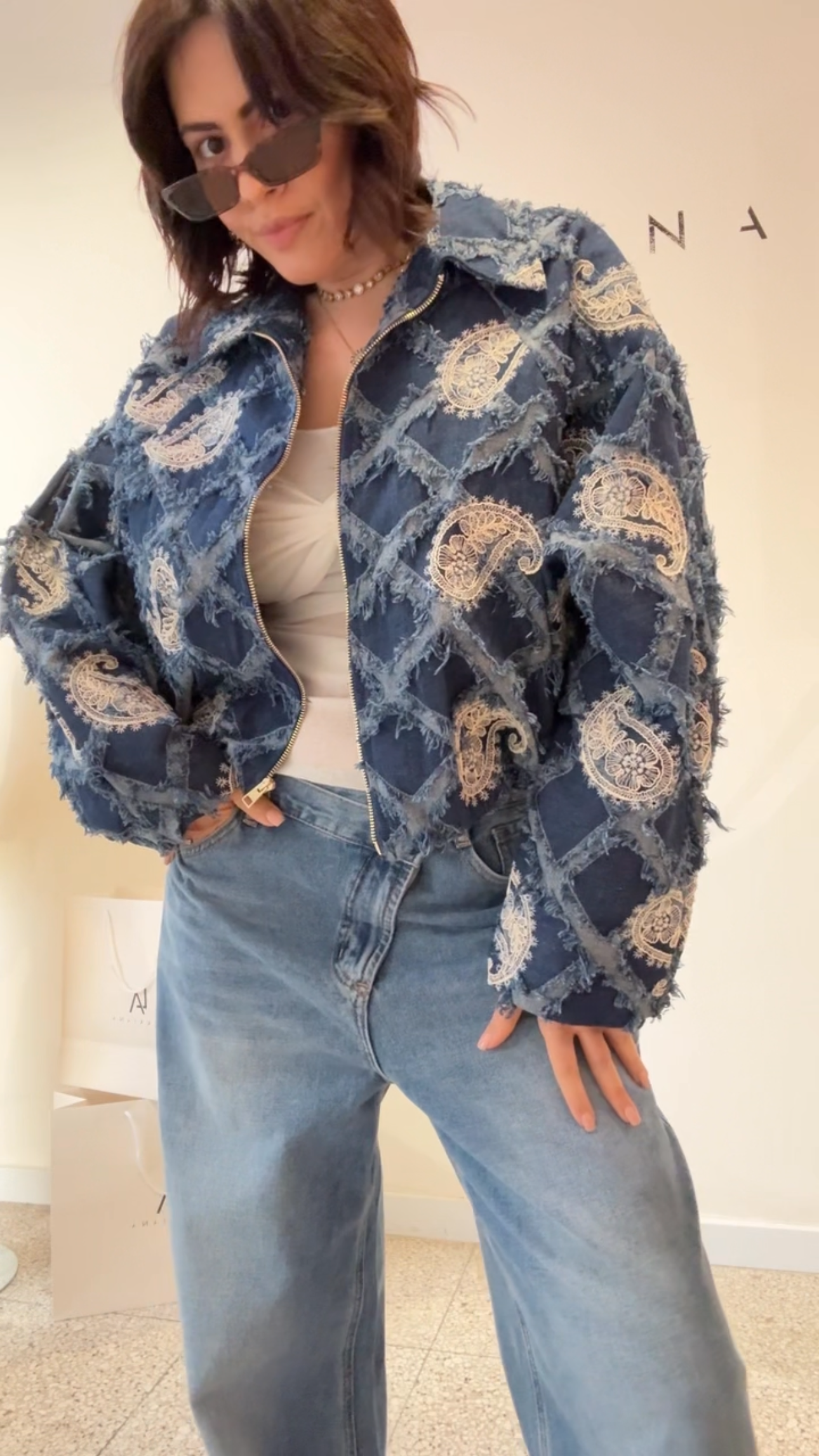 Denim Bomber Jacket in Blue