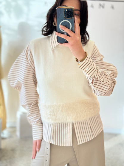 Knitted Sleeveless Top in Cream