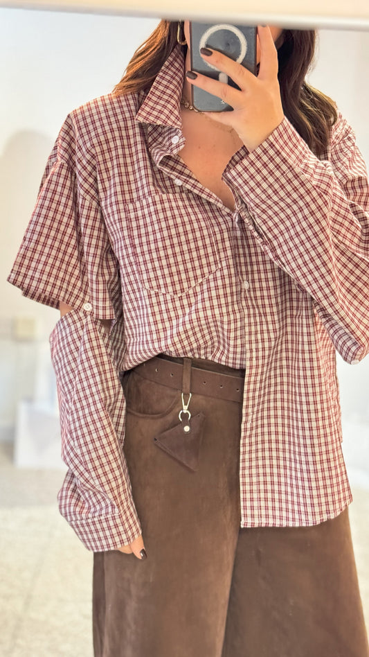 Shirt with Elbow Cutout in Burgundy