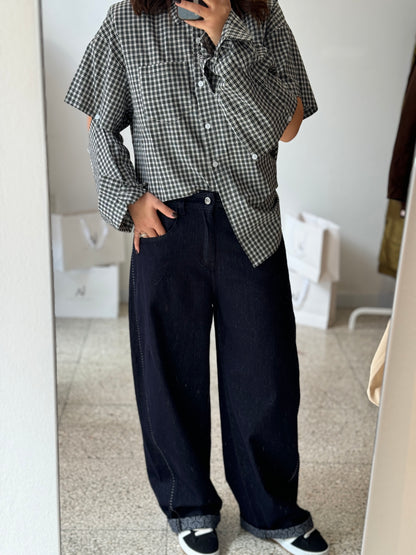 Wide-Leg Jeans with Printed Hem