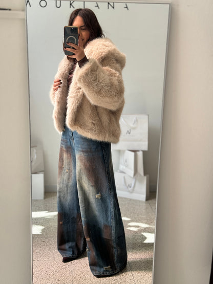 Fur Coat in Beige