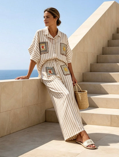Striped Set in Beige