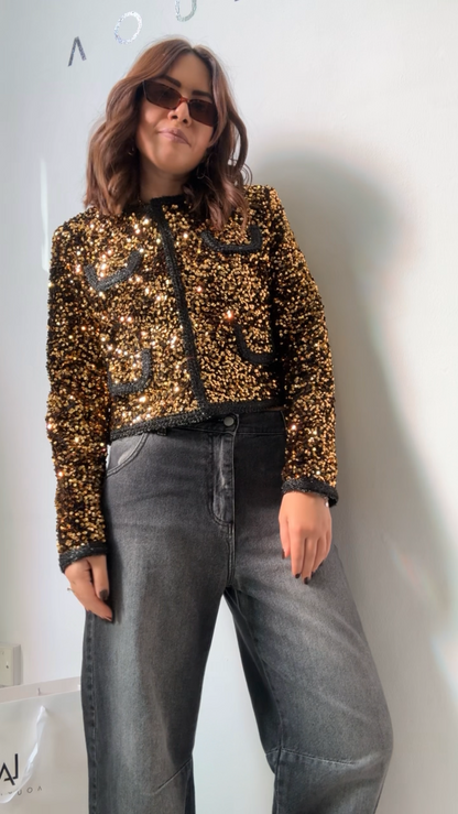 Jacket in Gold Sequin