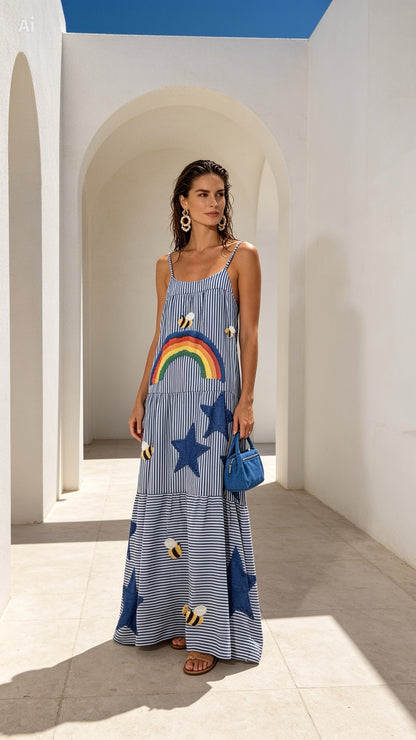 Summer Dress in Blue Print