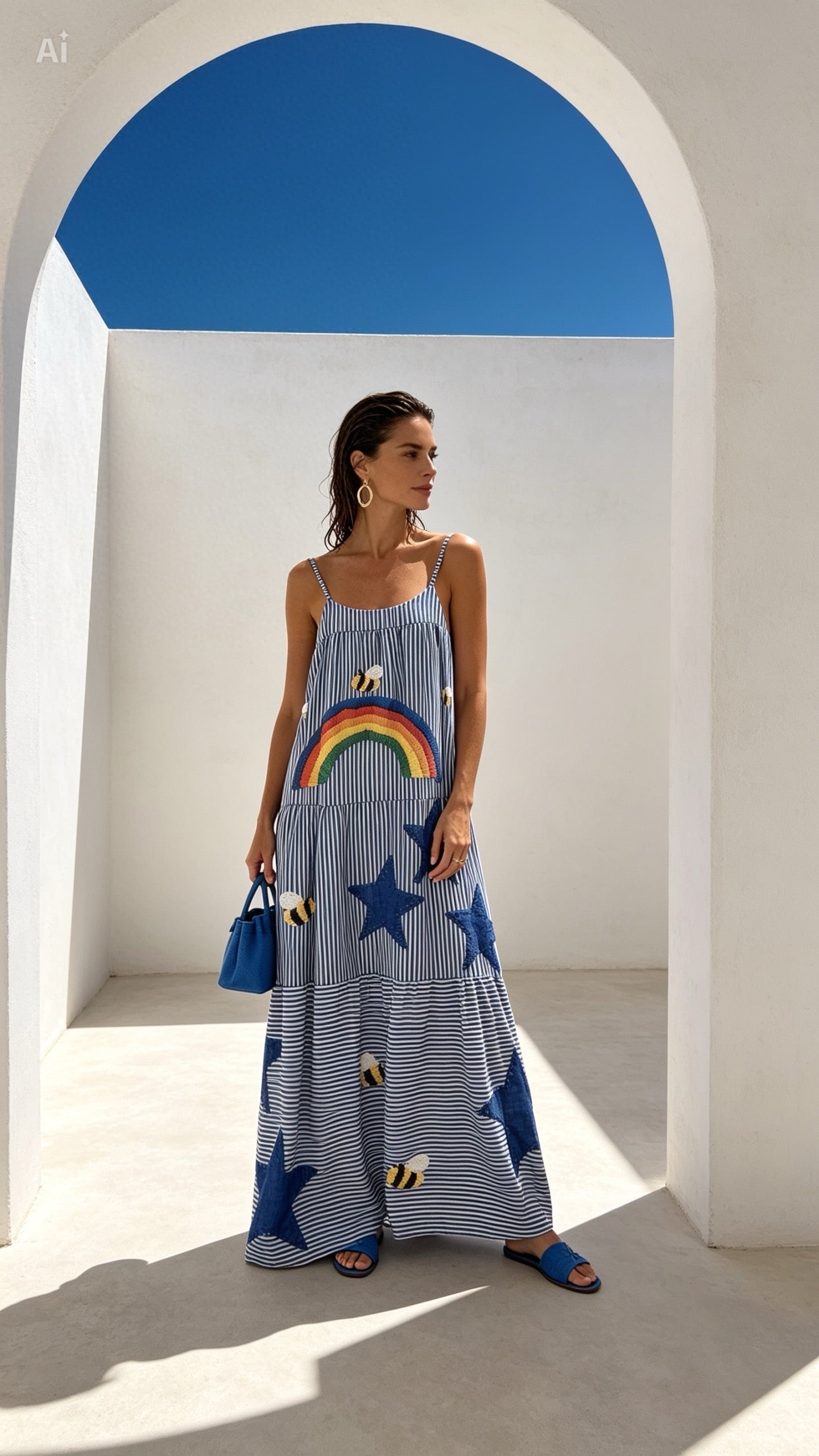 Summer Dress in Blue Print