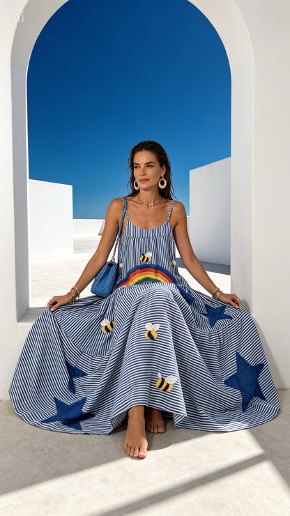 Summer Dress in Blue Print
